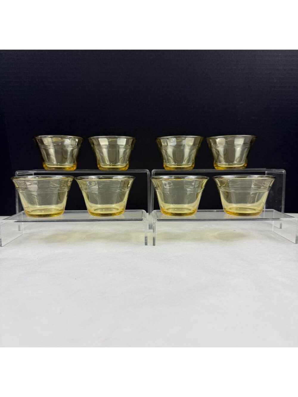 Vintage Fortecrisa Mexico Amber Glass Custard Cups Set Of 8